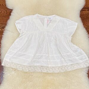 Zara Swiss dot and lace white top. Size 18-24